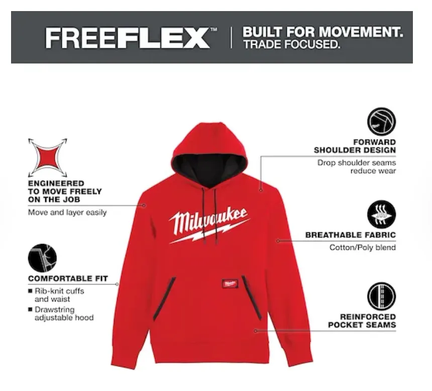 Milwaukee 352R FREEFLEX Performance Pullover Hoodie with Logo