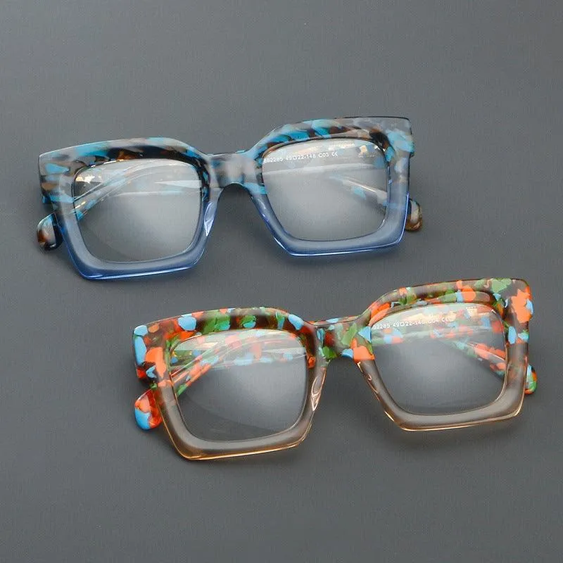 Acetate Patchwork Thick Square Eyeglasses A882285