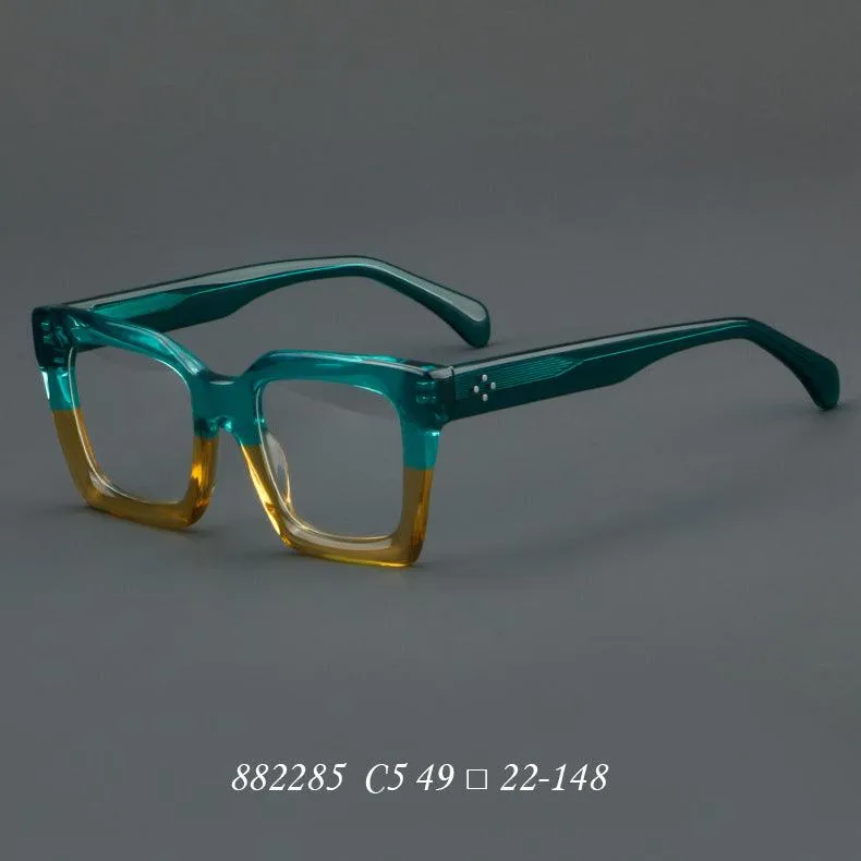 Acetate Patchwork Thick Square Eyeglasses A882285