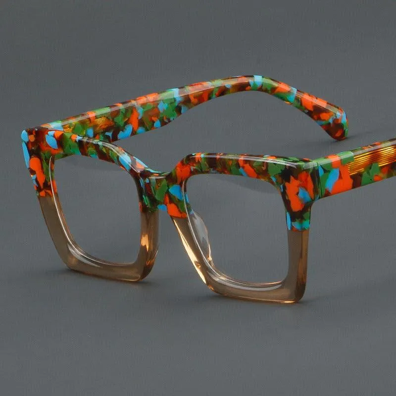 Acetate Patchwork Thick Square Eyeglasses A882285