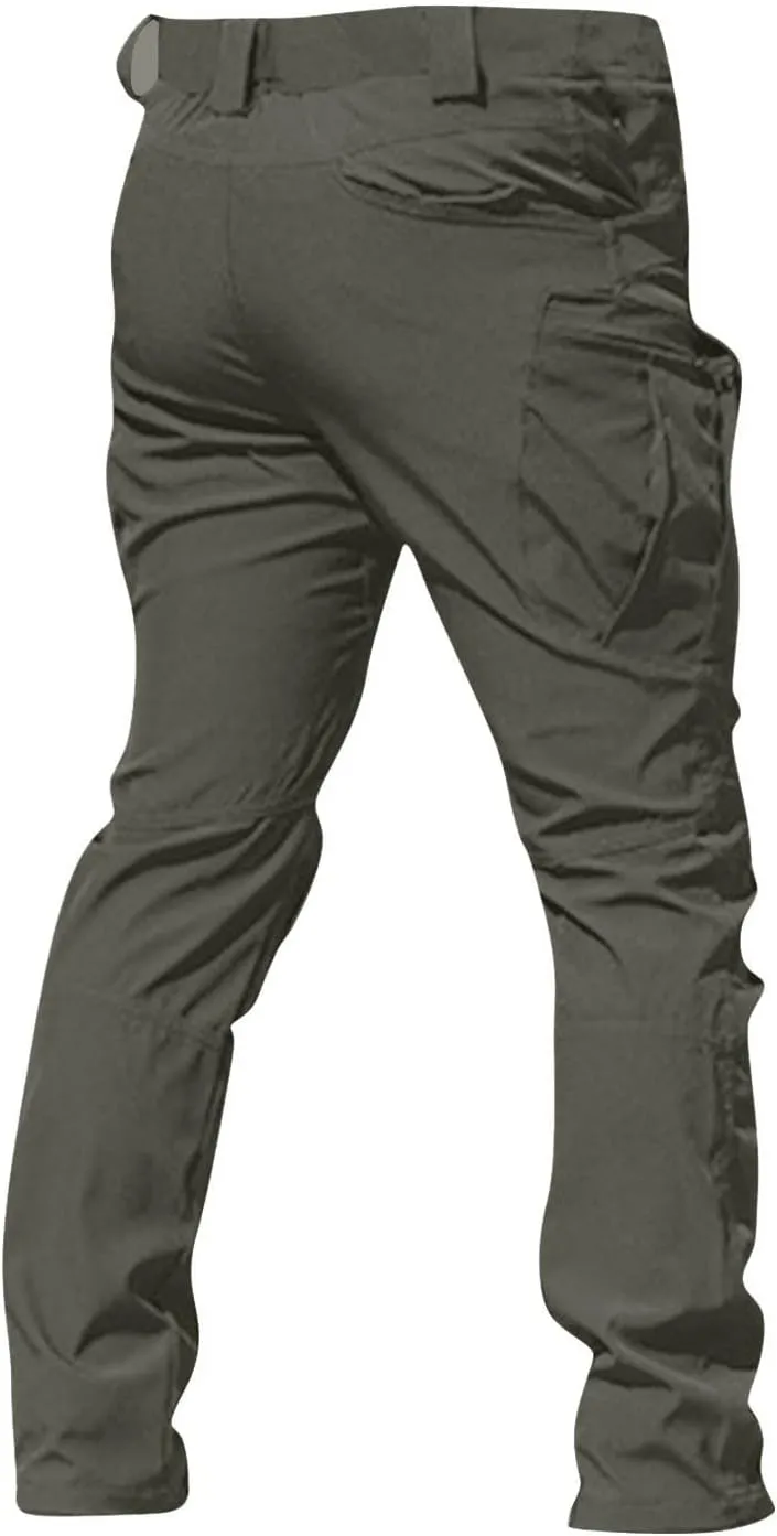 ADHOWBEW Men Cargo Pants Pockets Relaxed Fit Elastic Waist Work Construction Stretch Joggers