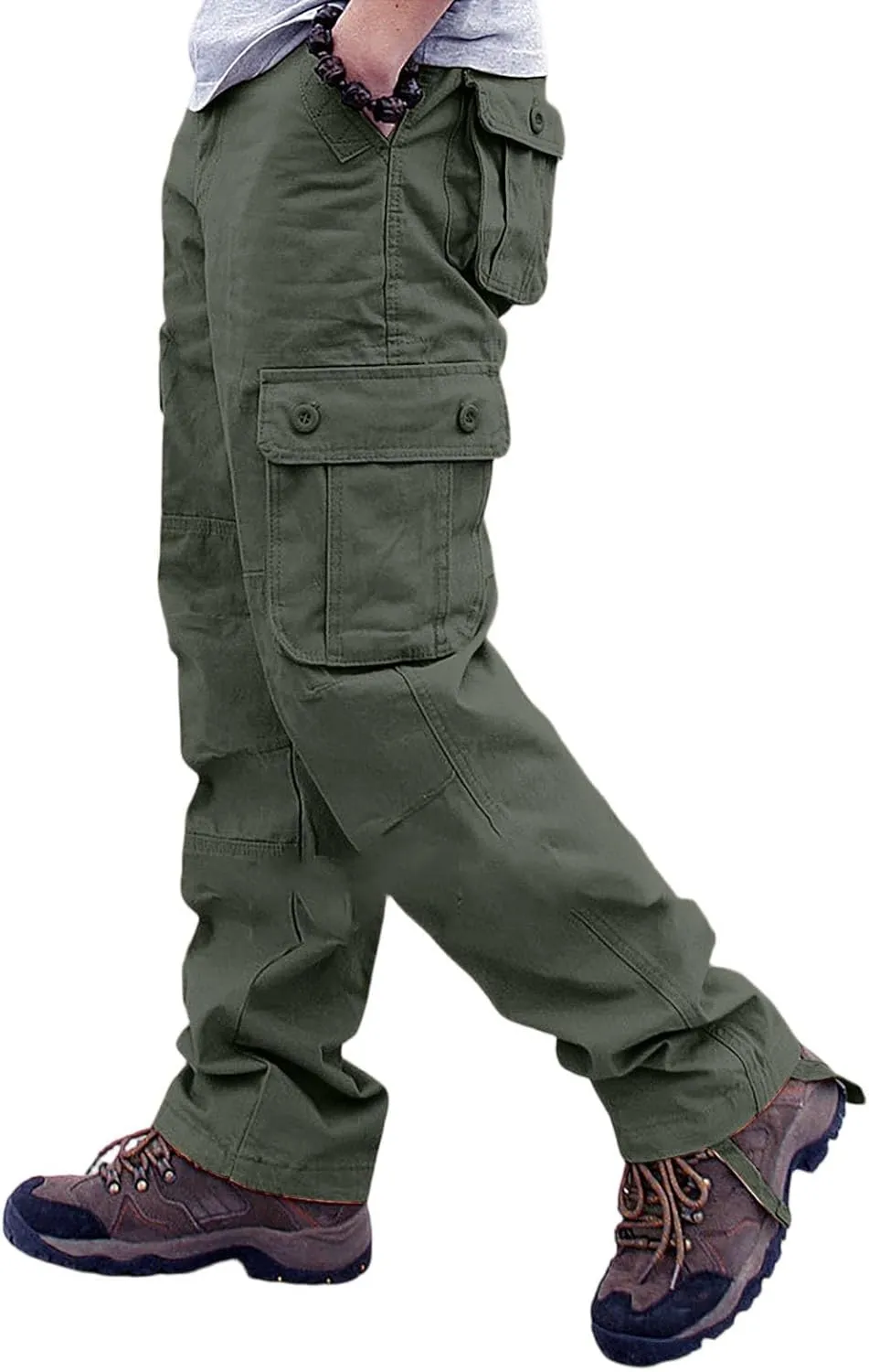ADHOWBEW Tactical Pants for Men Pockets Stretch Construction Big and Tall Workout Work Trousers