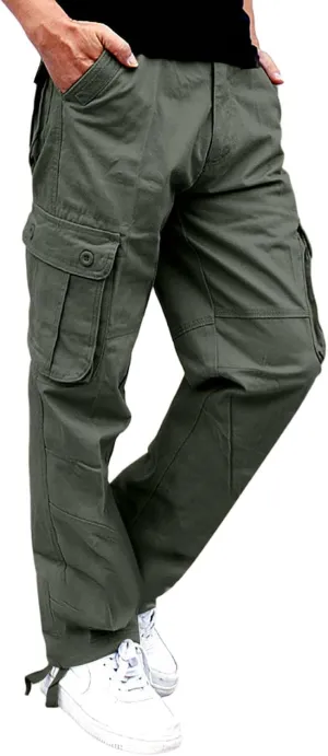 ADHOWBEW Tactical Pants for Men Pockets Stretch Construction Big and Tall Workout Work Trousers