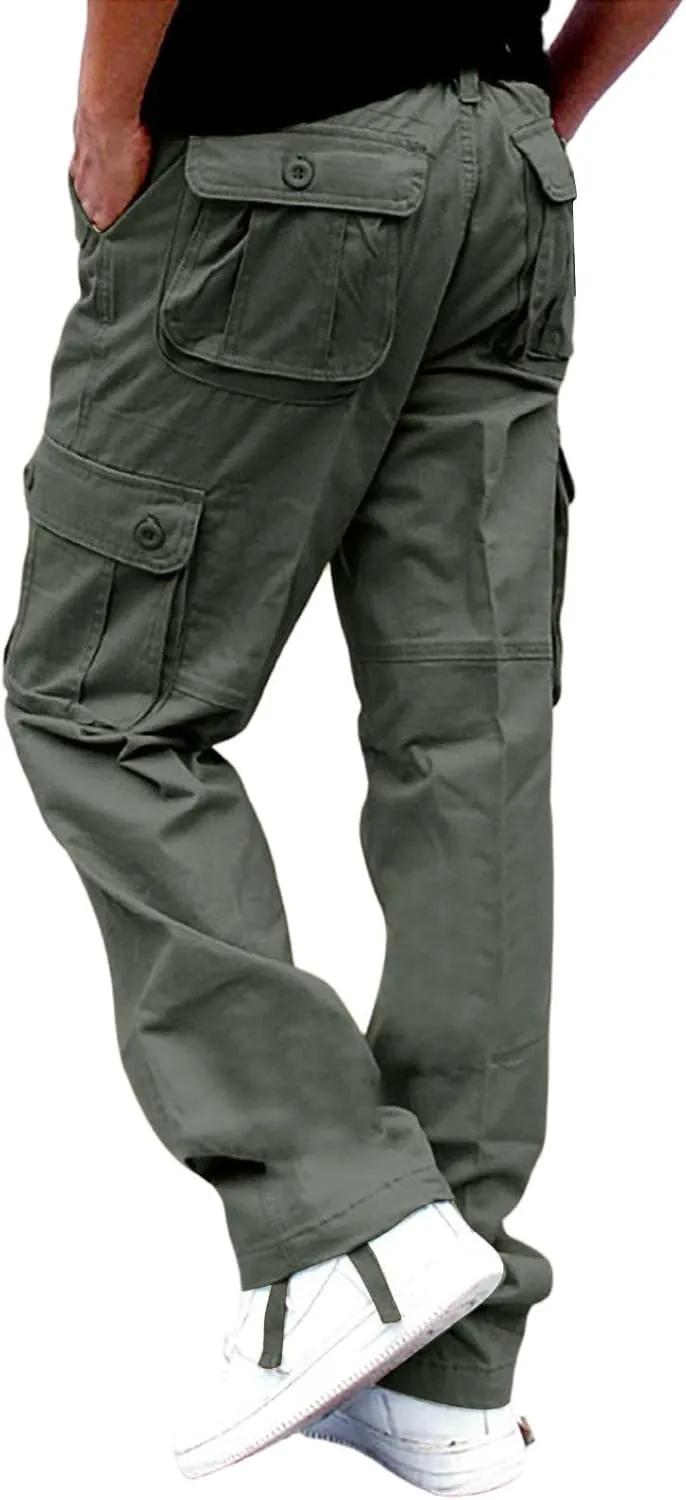 ADHOWBEW Tactical Pants for Men Pockets Stretch Construction Big and Tall Workout Work Trousers