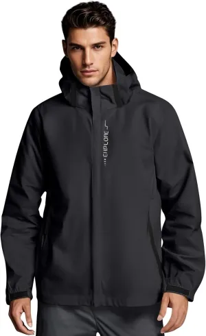 ADHOWBEW Windbreaker Jacket Men Big and Tall Work Poncho Waterproof Hooded for Fishing Golf Hiking Outdoor Outerwear