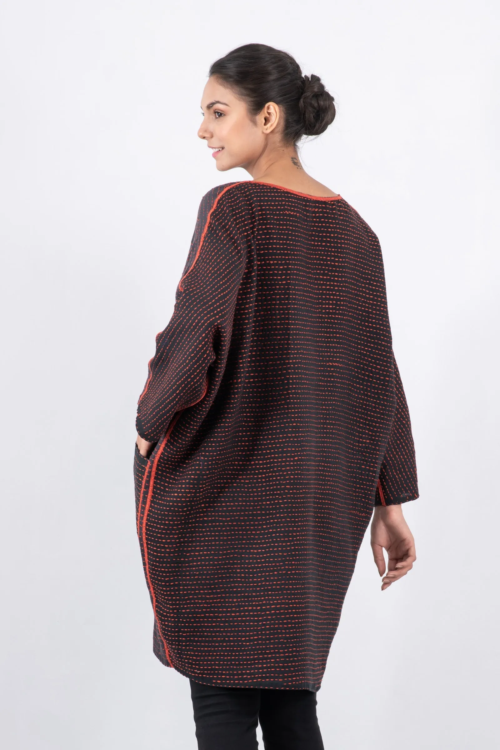 BLUE PRAIRIE BBK KANTHA DOLMAN SLV. DRESS - bk2410-blu -