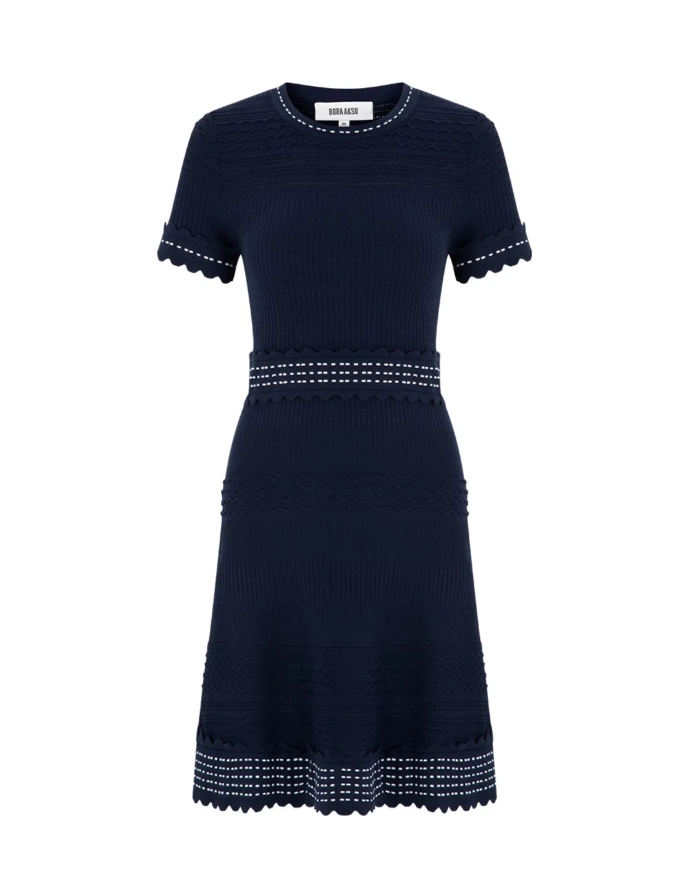 BORA AKSU Round Neck Short Sleeve A Line Dress