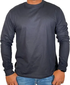 BROOKLYN VERTICAL Mens Long Sleeve Cotton T Shirt Crew Neck 5 Colors S-5XL