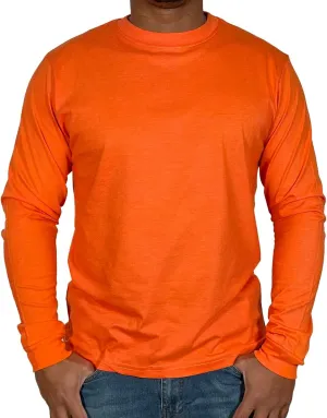 BROOKLYN VERTICAL Mens Long Sleeve Cotton T Shirt Crew Neck 5 Colors S-5XL
