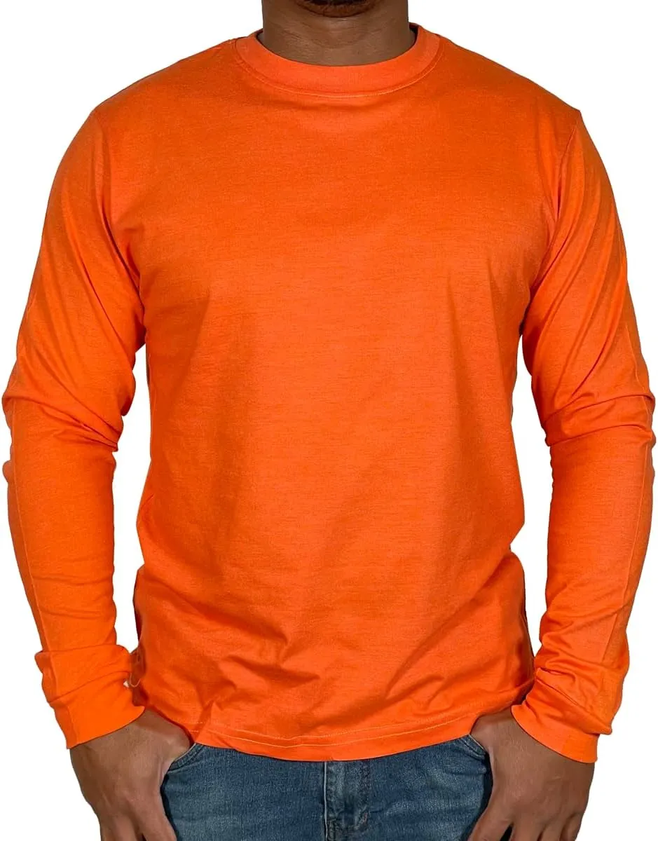 BROOKLYN VERTICAL Mens Long Sleeve Cotton T Shirt Crew Neck 5 Colors S-5XL