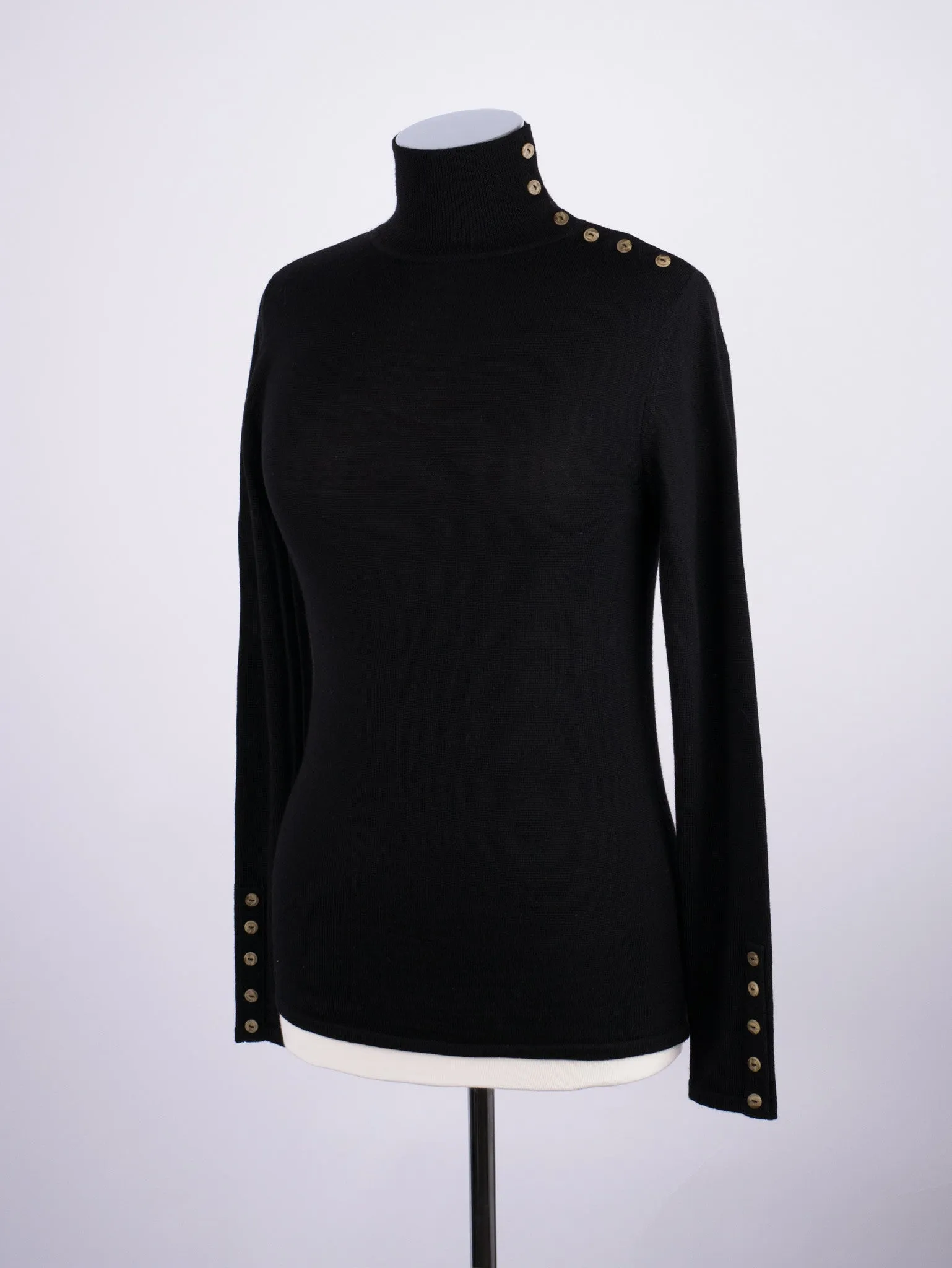 Button Neck Jumper - Black