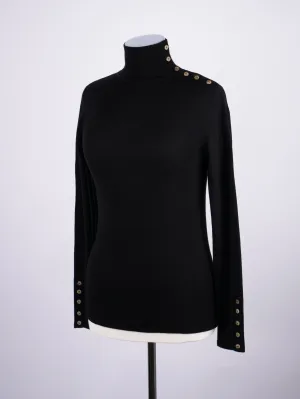 Button Neck Jumper - Black