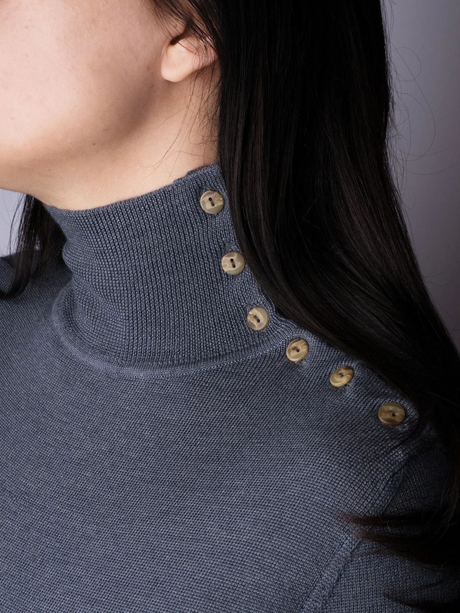 Button Neck Jumper - Slate