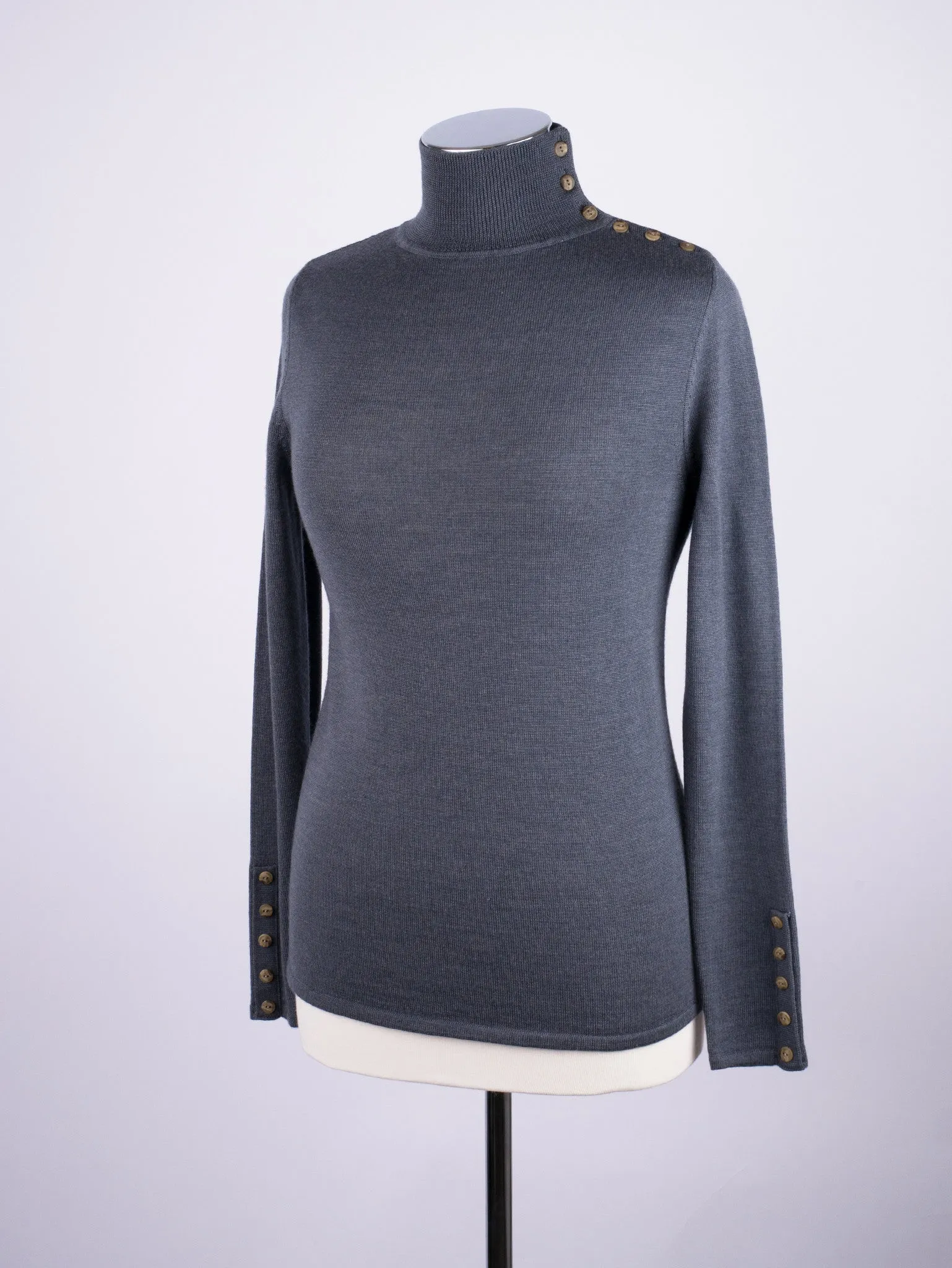 Button Neck Jumper - Slate
