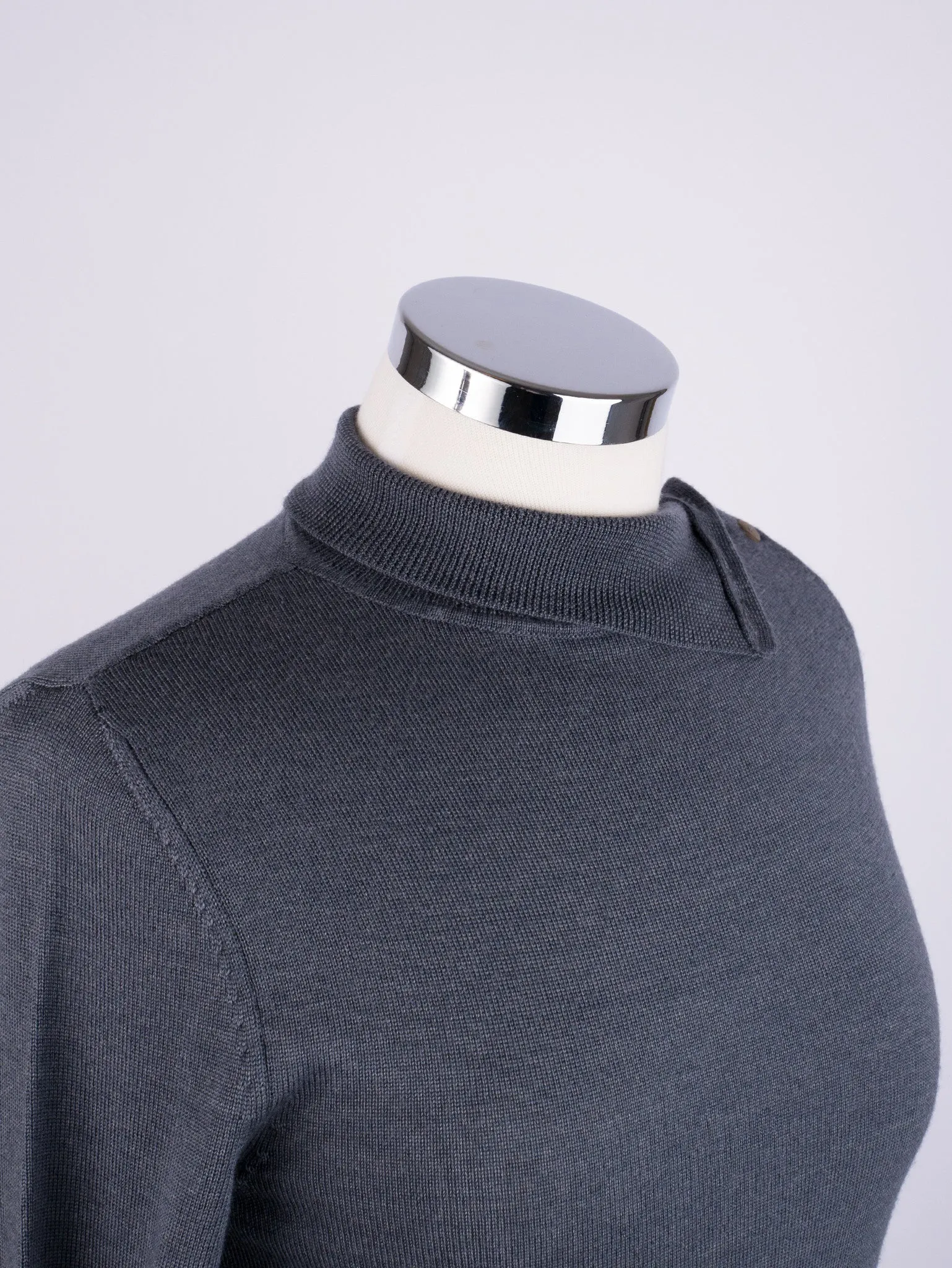 Button Neck Jumper - Slate