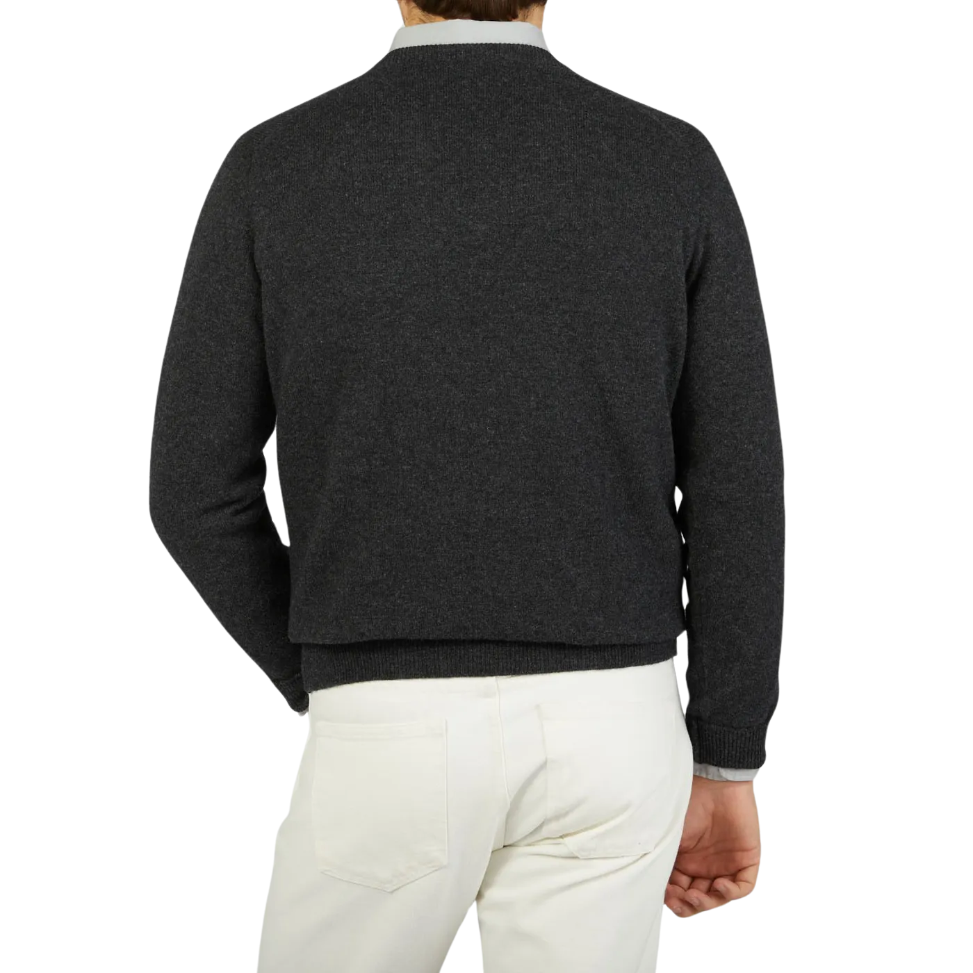Charcoal Grey V-neck Lambswool Sweater