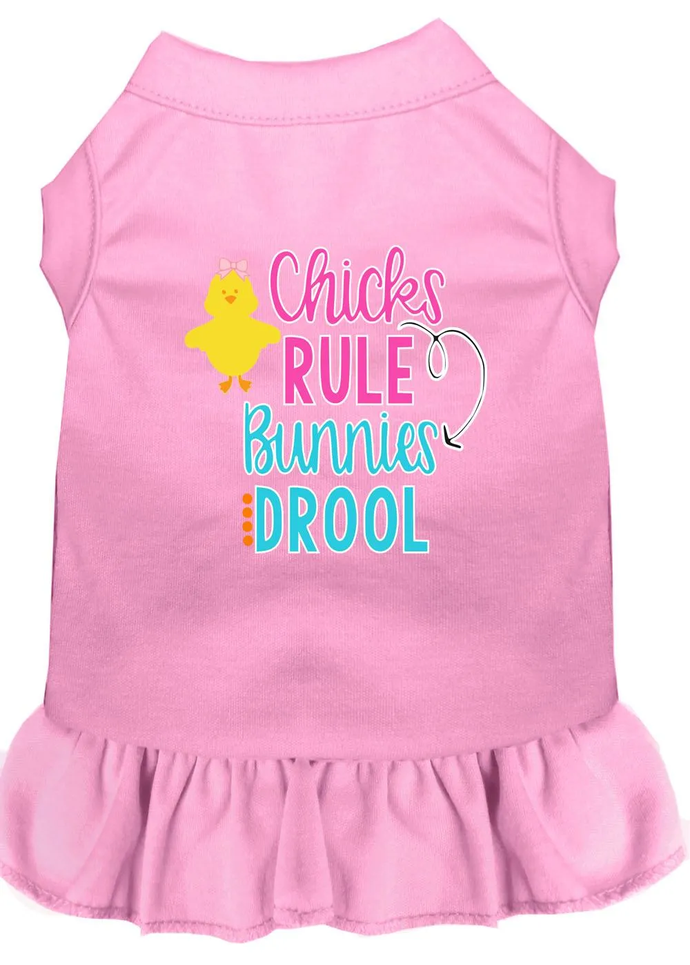 Chicks Rule Screen Print Dog Dress Light Pink 4x (22)