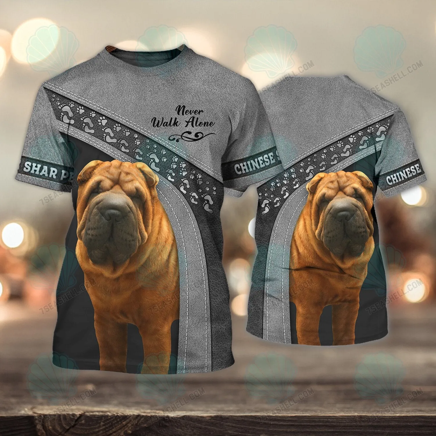Chinese Shar Pei Never Walk Alone 3D Full Print Shirts, Christmas Shirt for Dog Lovers