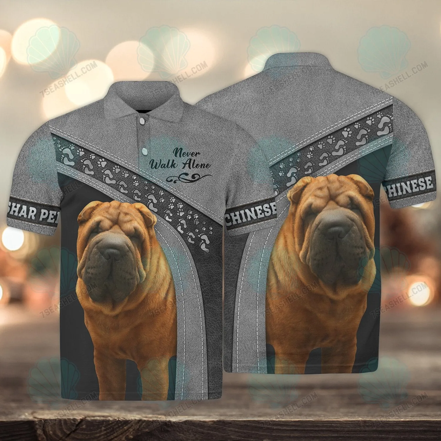 Chinese Shar Pei Never Walk Alone 3D Full Print Shirts, Christmas Shirt for Dog Lovers