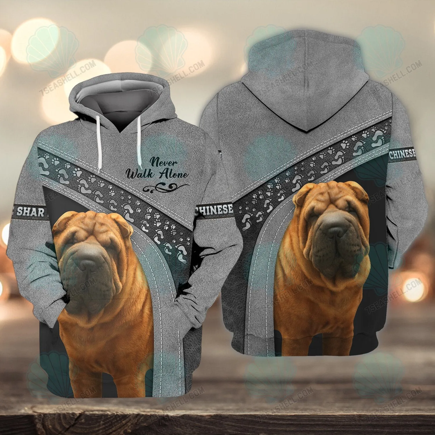 Chinese Shar Pei Never Walk Alone 3D Full Print Shirts, Christmas Shirt for Dog Lovers