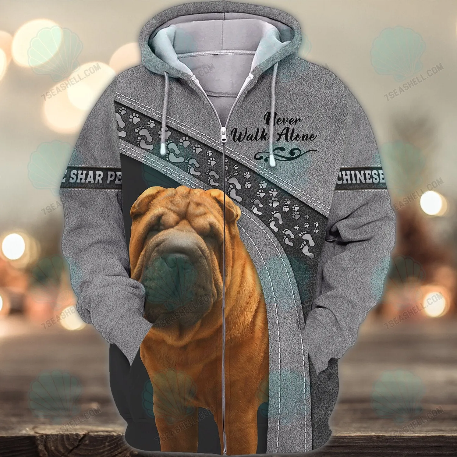 Chinese Shar Pei Never Walk Alone 3D Full Print Shirts, Christmas Shirt for Dog Lovers