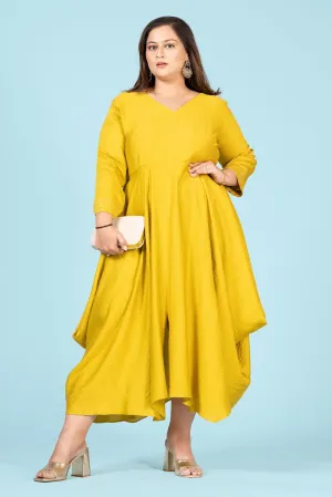 Curvy Lane Women Plus Size V Neck Cowl Styled Dress