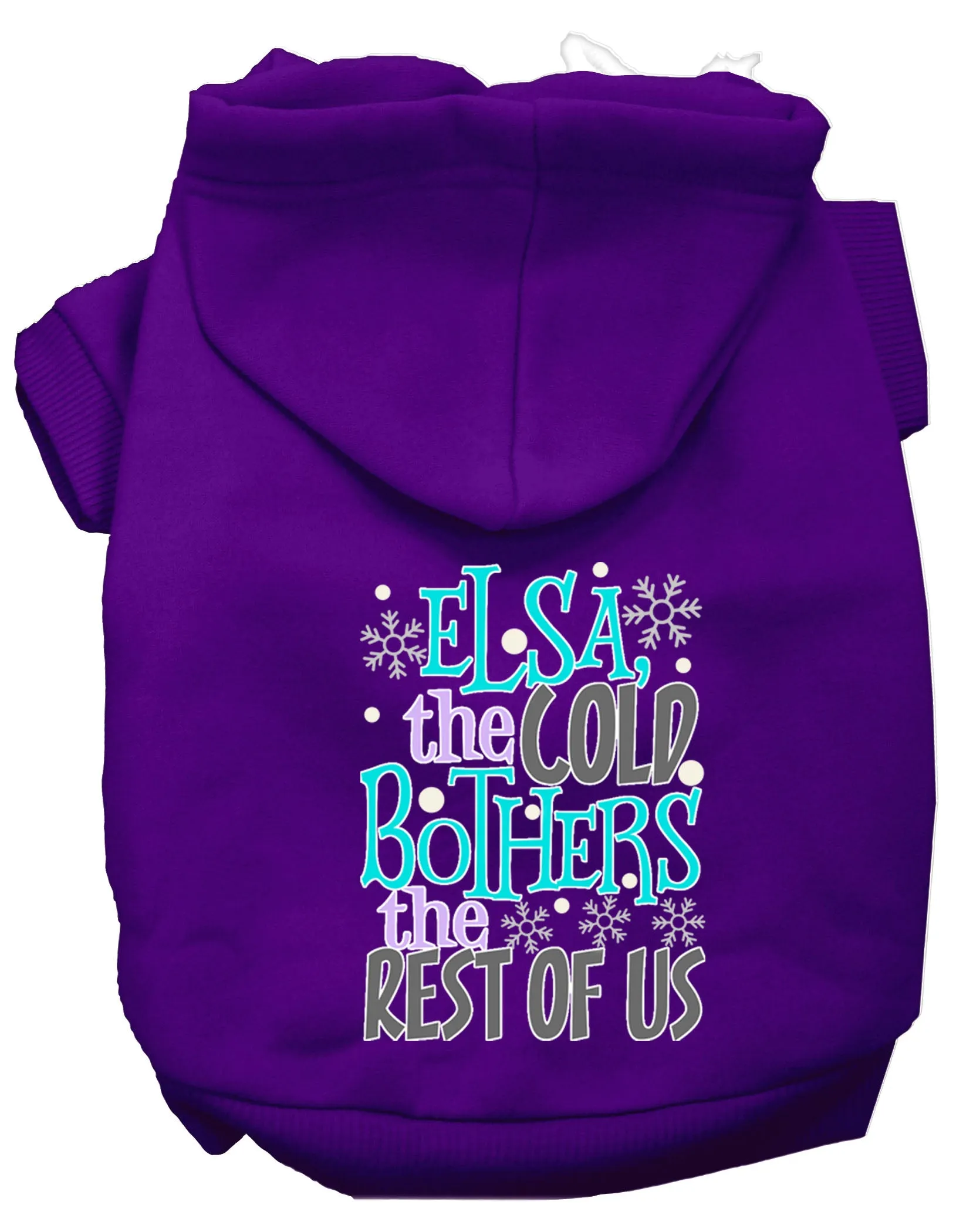 Elsa, The Cold Screen Print Dog Hoodie Purple Xl