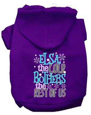 Elsa, The Cold Screen Print Dog Hoodie Purple Xl