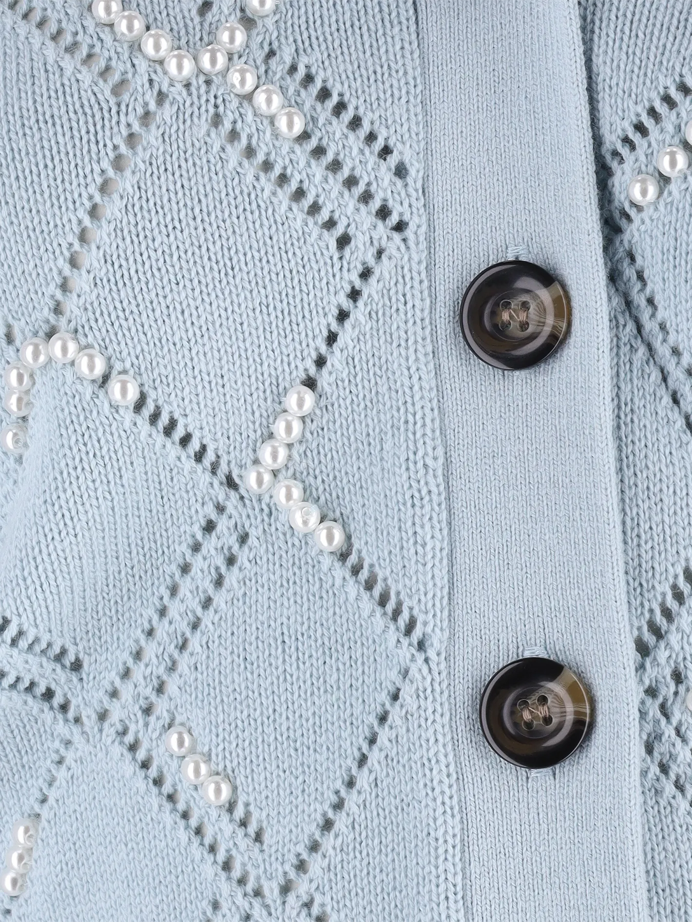 faux pearl-embellished wool and cotton-blend cardigan