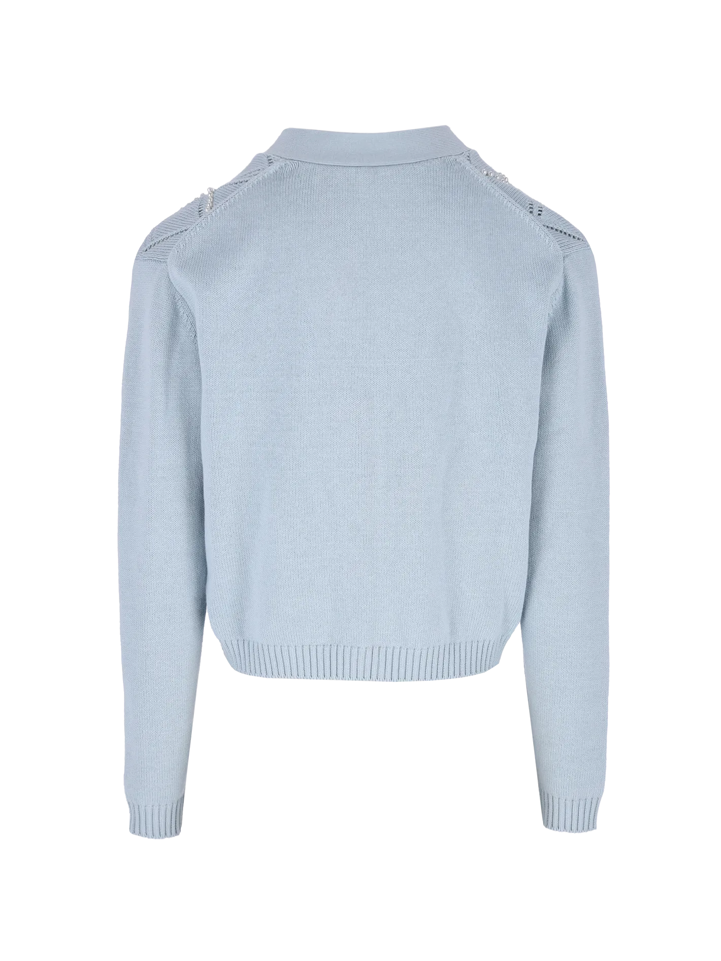 faux pearl-embellished wool and cotton-blend cardigan