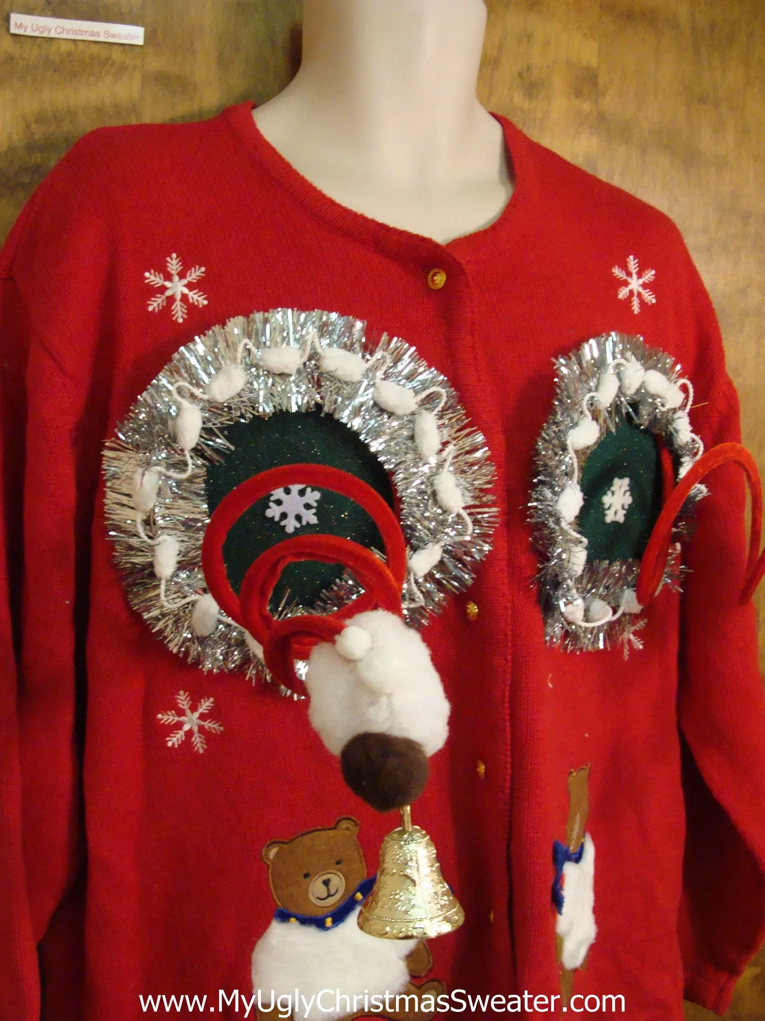 Fembot and Teddy Bears Ugly Christmas Sweater Cardigan
