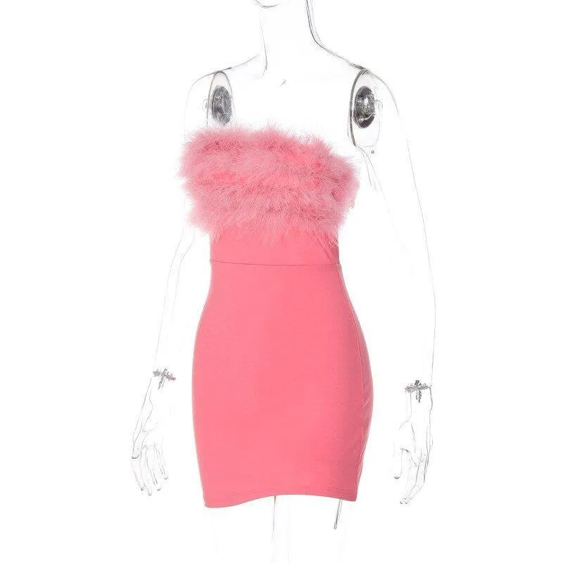Foxy Faux Fur Strapless Mini