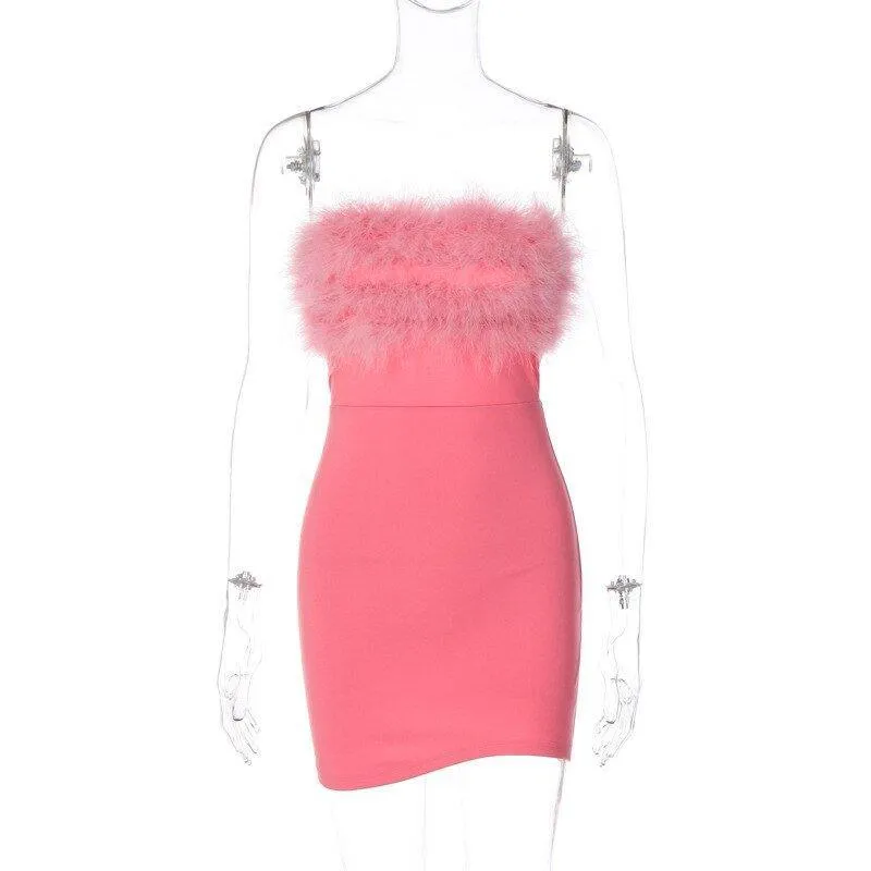 Foxy Faux Fur Strapless Mini
