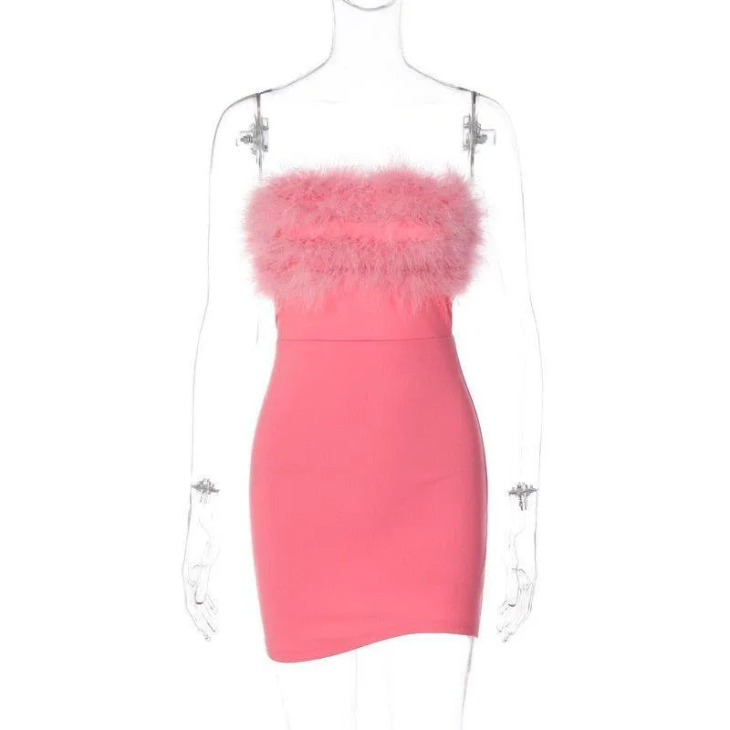 Foxy Faux Fur Strapless Mini