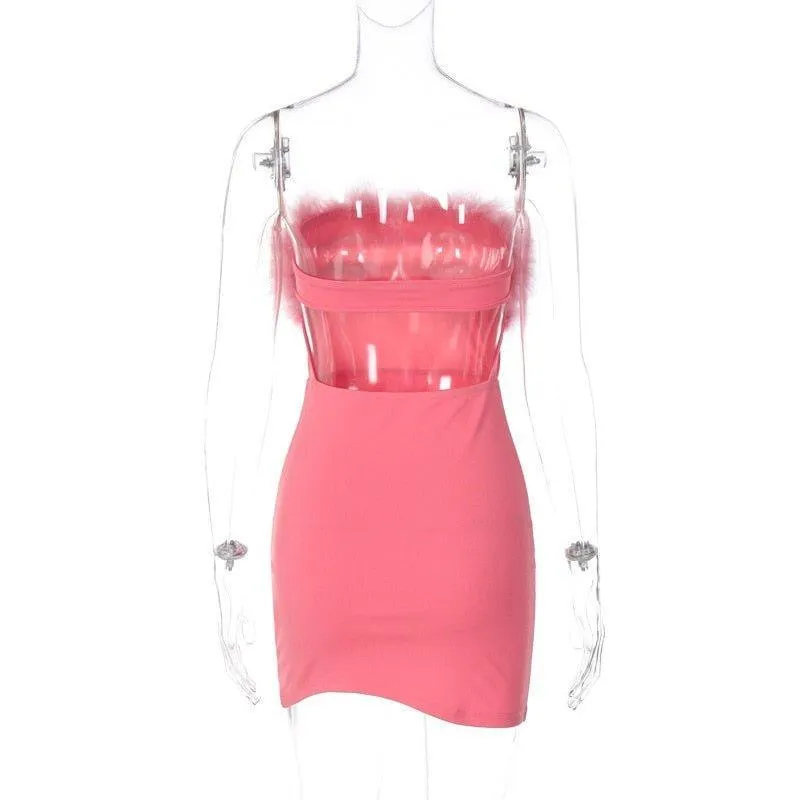 Foxy Faux Fur Strapless Mini