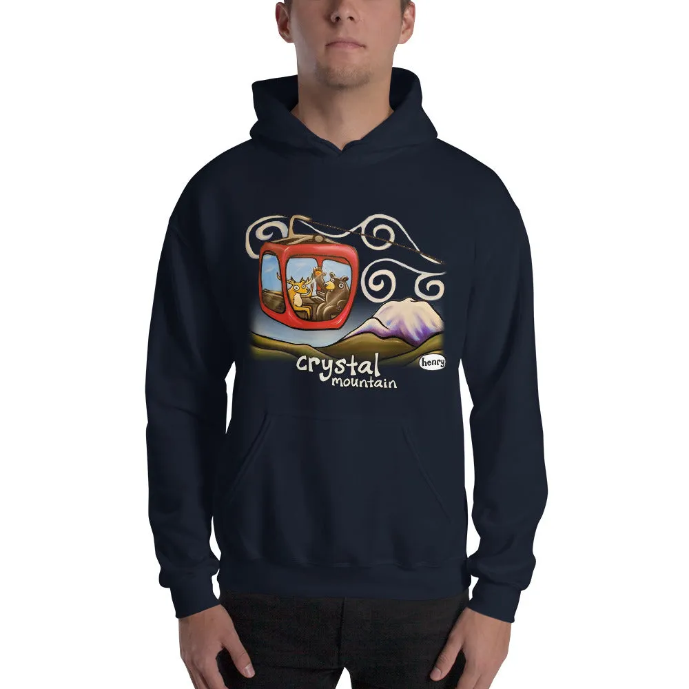 Gondola Fun - Crystal Mountain Unisex Navy Hoodie | Wearable Art by Seattle Mural Artist Ryan "Henry" Ward