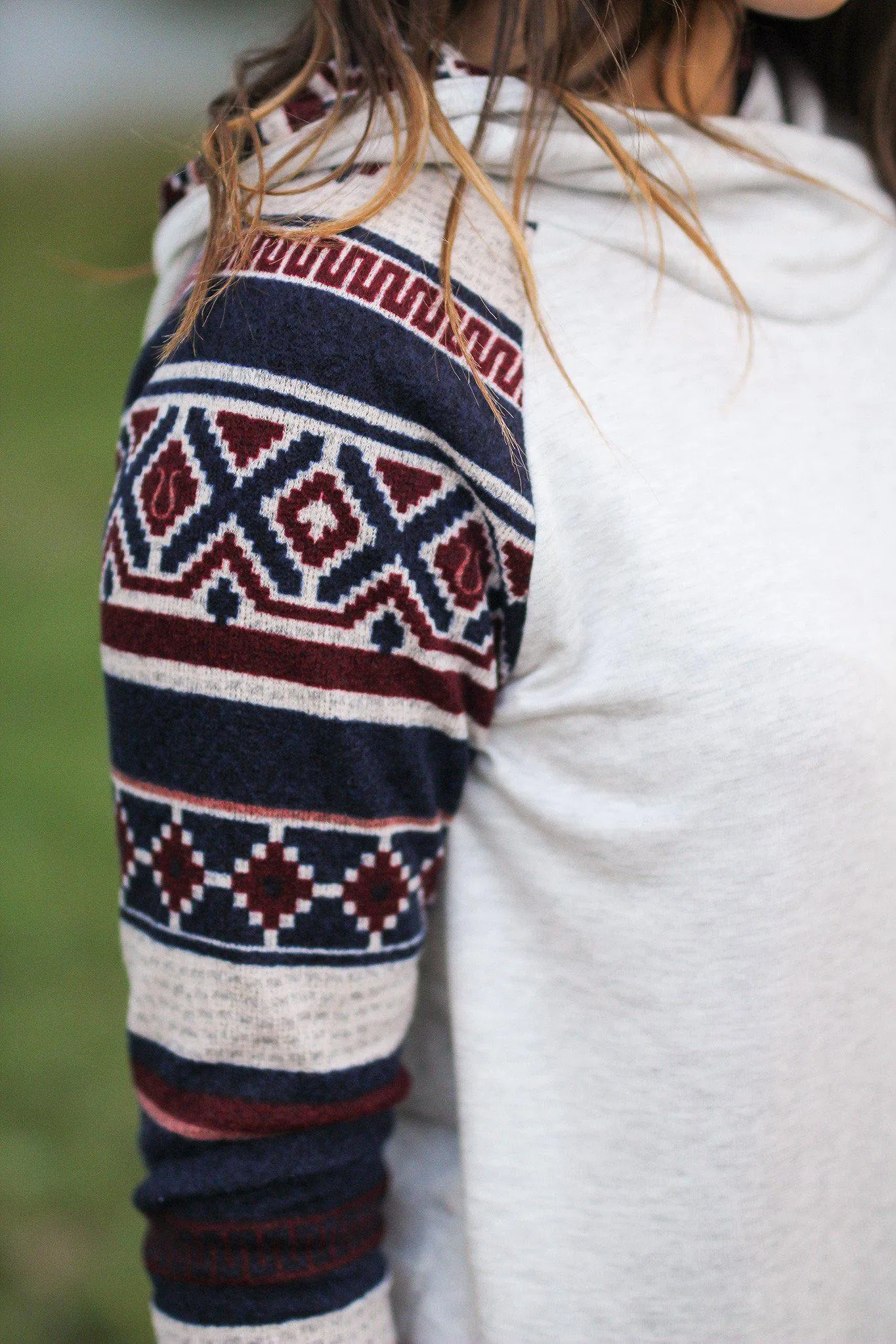 Gray Hoodie with Tribal Sleeves