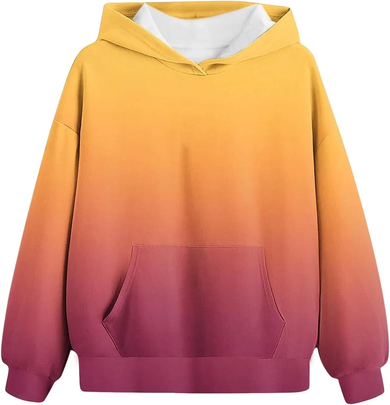 Hoodies for Teen Girls Preppy Hooded Sweatshirts Oversized Pullover Shirts Long Sleeve Casual Tops Gradient Clothes