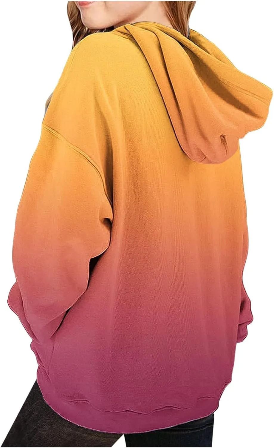 Hoodies for Teen Girls Preppy Hooded Sweatshirts Oversized Pullover Shirts Long Sleeve Casual Tops Gradient Clothes