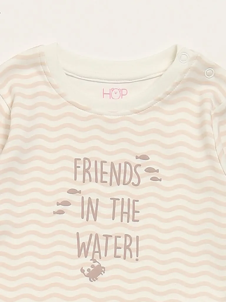 HOP Baby Beige Printed T-Shirt - Pack of 3