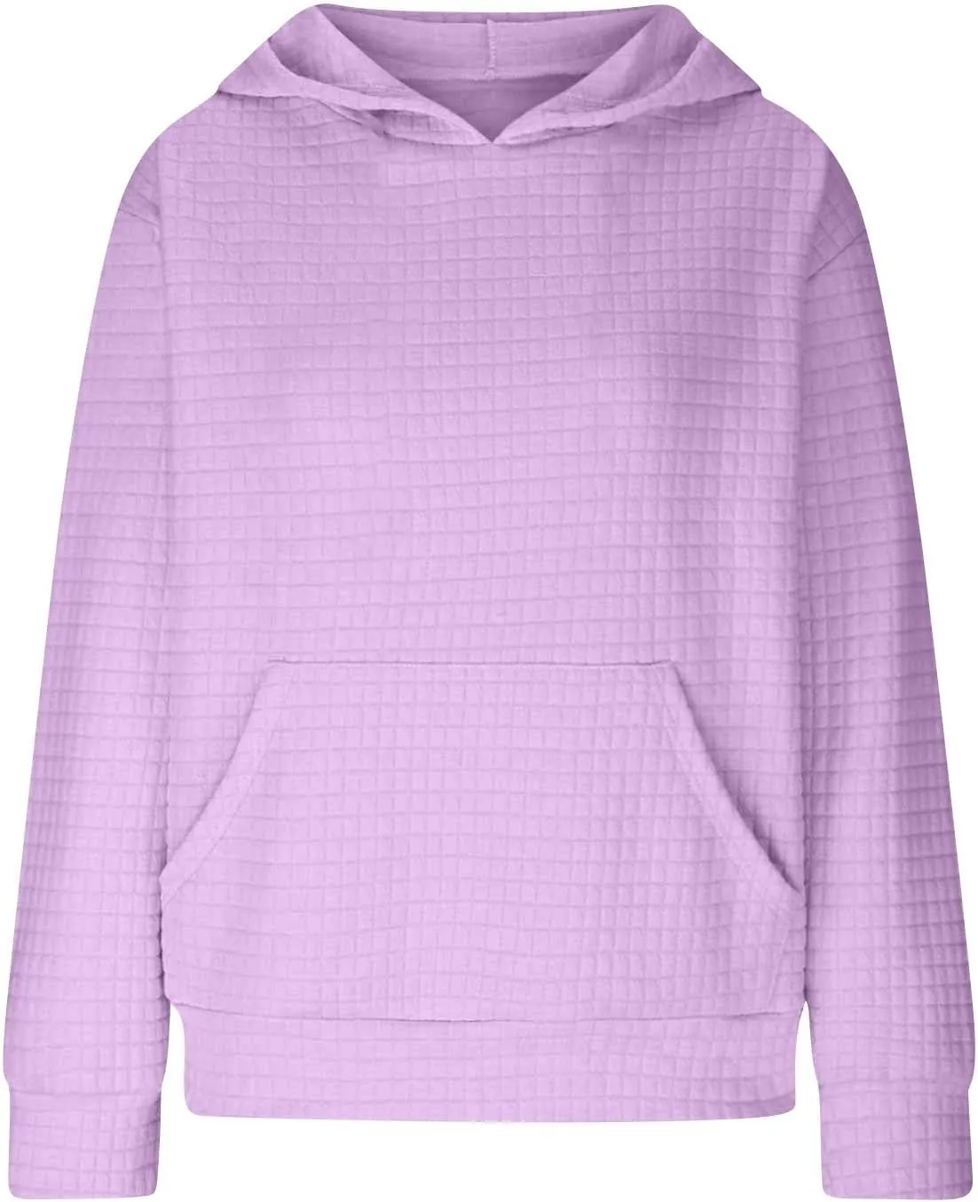 Loose Fit Check Solid Hoodies for 3-14 Years Girls Long Sleeves Trendy Polka Dots Sweatshirts Pullover with Pocket
