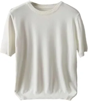 Men's Cashmere Short Sleeve Knitted Pullover Sweater Men Crewneck Casual Vintage Sweater