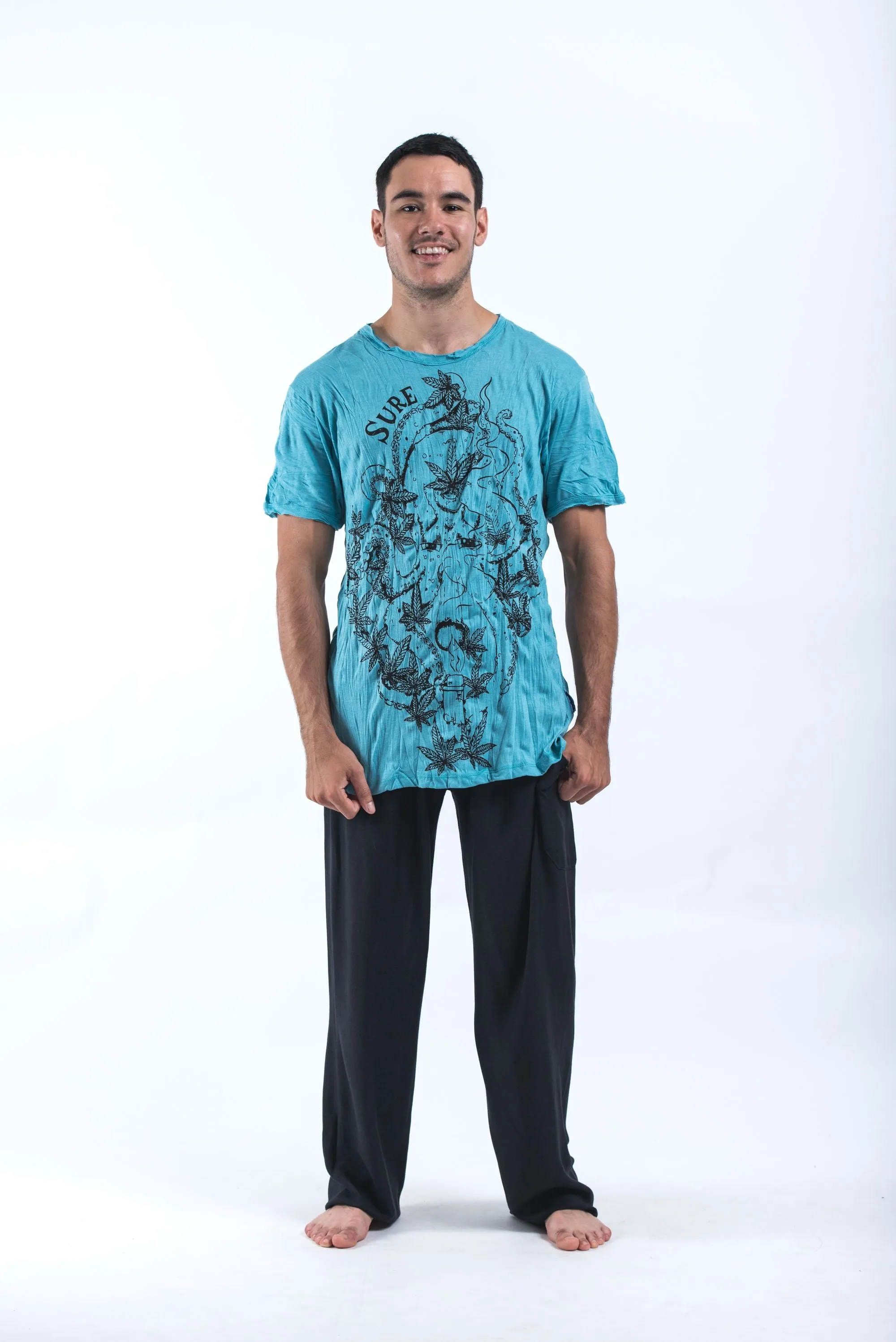 Mens Octopus Weed T-Shirt in Turquoise
