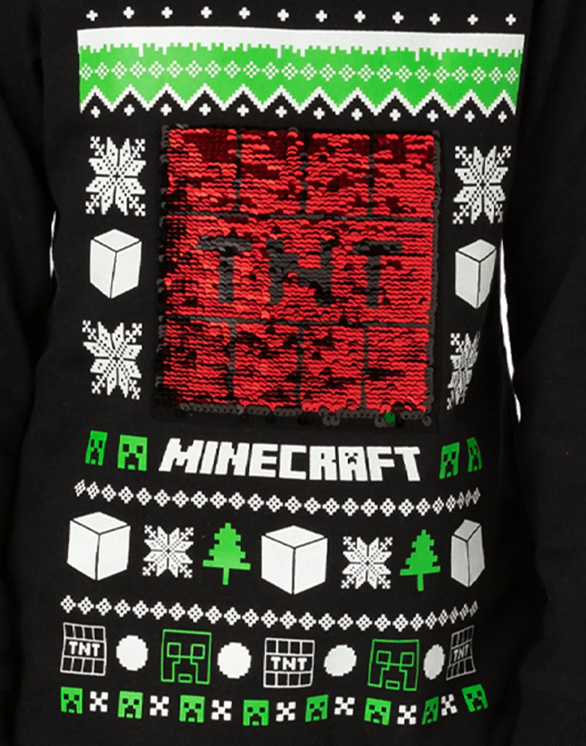 Minecraft Creeper Sequin Kids Christmas Jumper