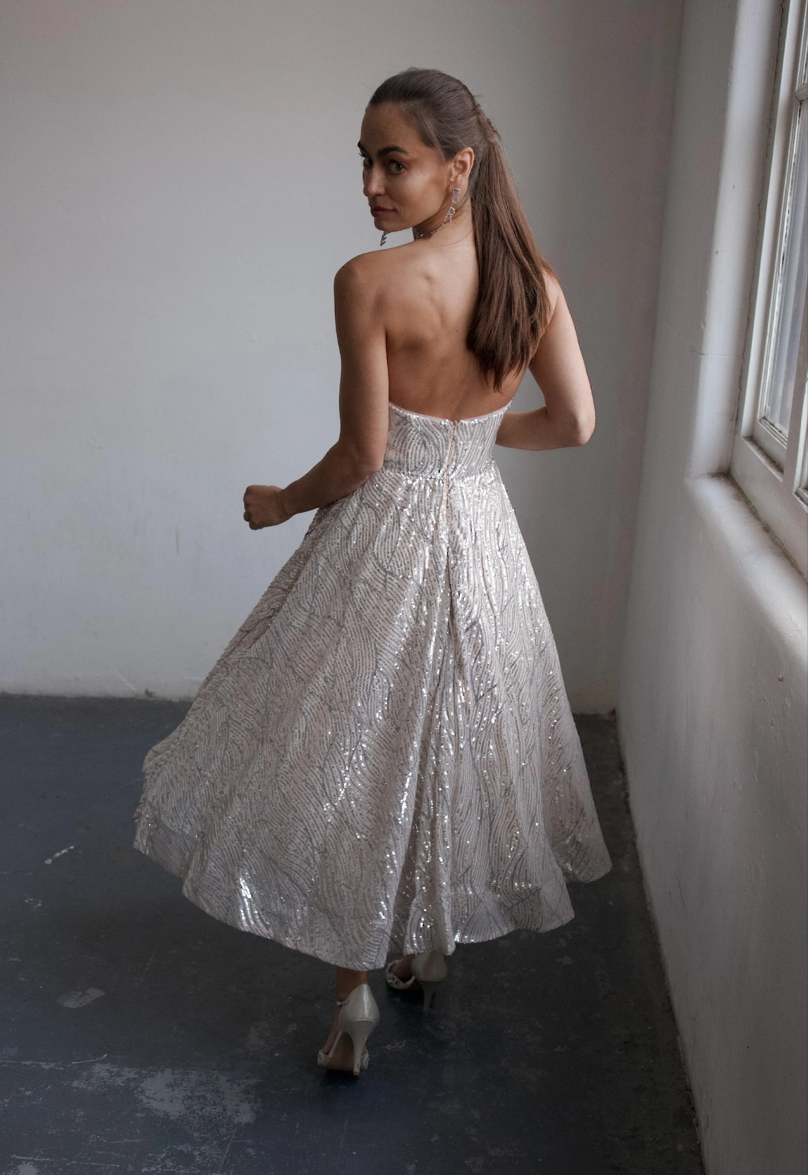 Mini Sequin Reception Dress