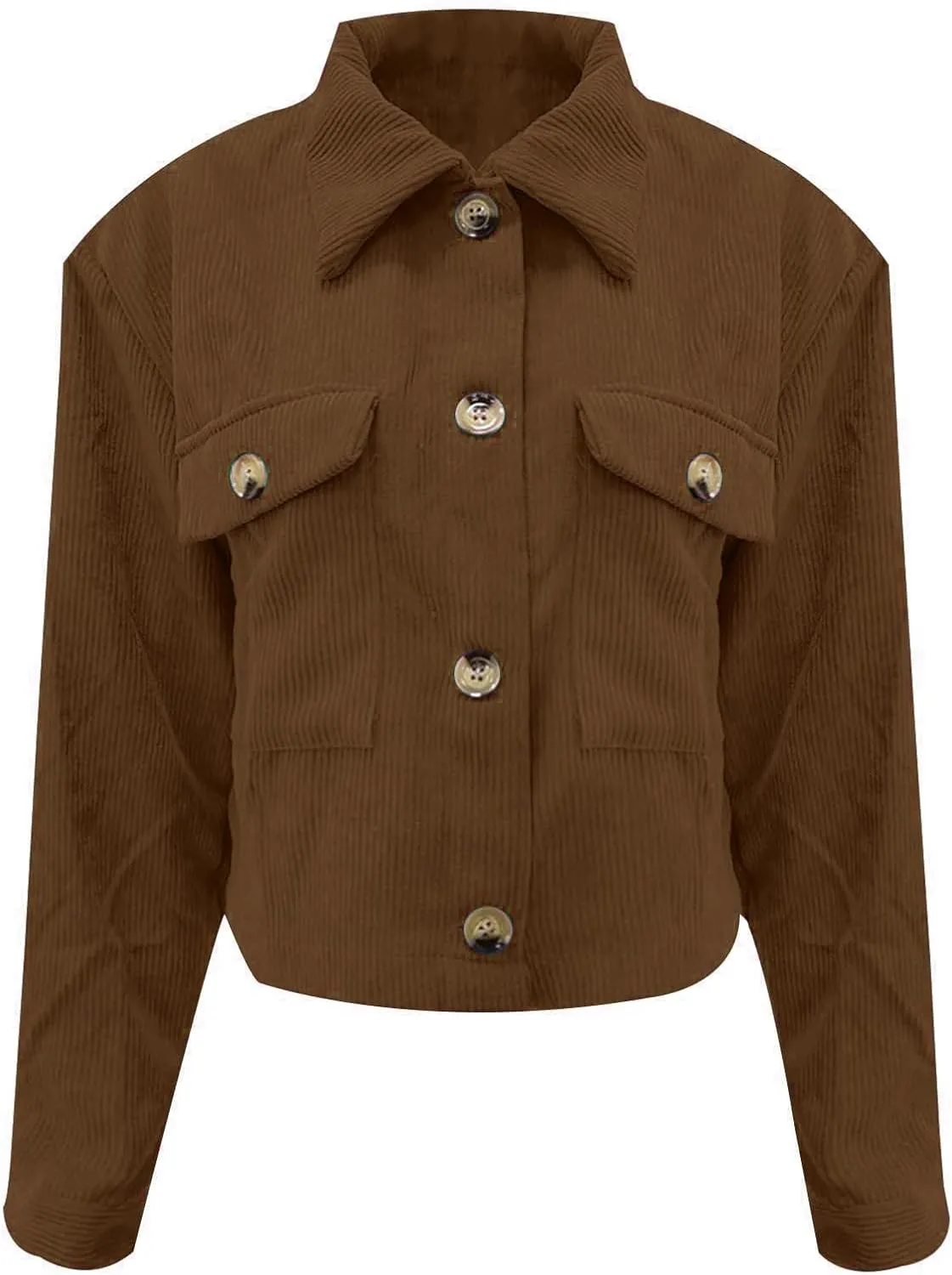 Mmoneyake Corduroy Jacket Women Fashion Cropped Shackets Button Down Crop Jackets Casual Long Sleeve Shirts Fall Coat Tops