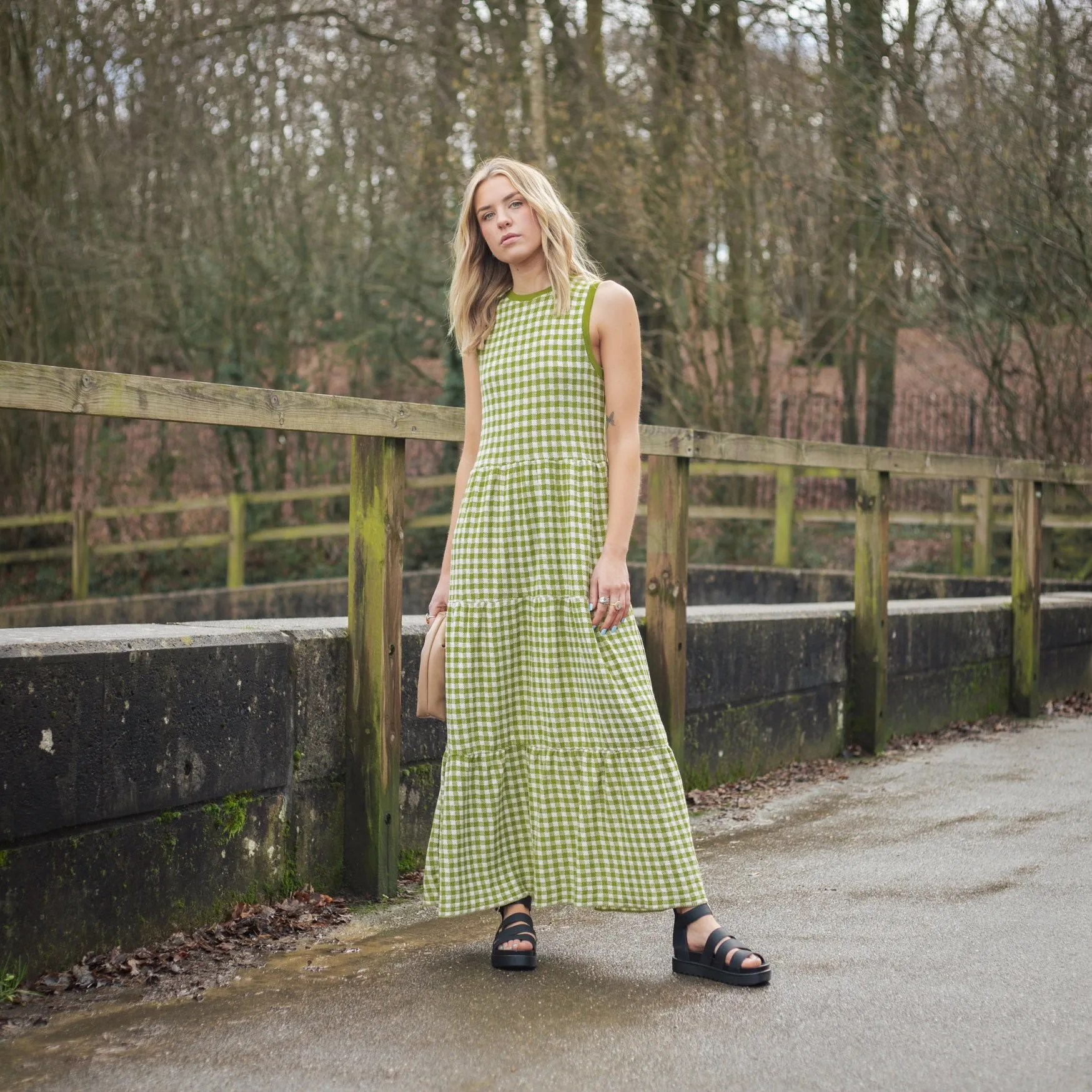 Paula Gingham Knitted Midi Dress