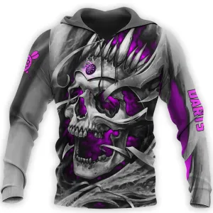 Personalized Name Multi Color Skull Darts 3D Hoodie Unisex Shirt, Skull Dart Hoodie