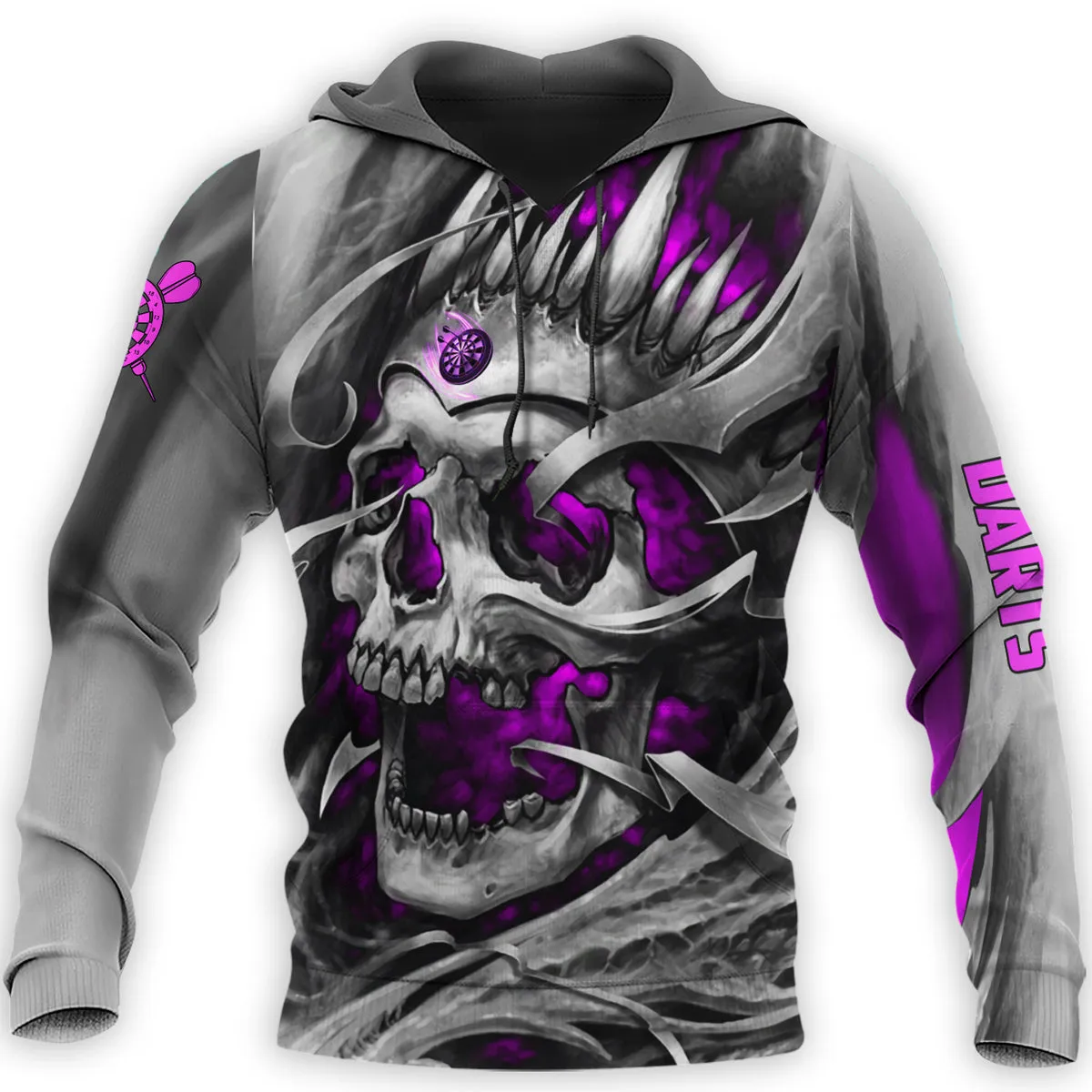 Personalized Name Multi Color Skull Darts 3D Hoodie Unisex Shirt, Skull Dart Hoodie