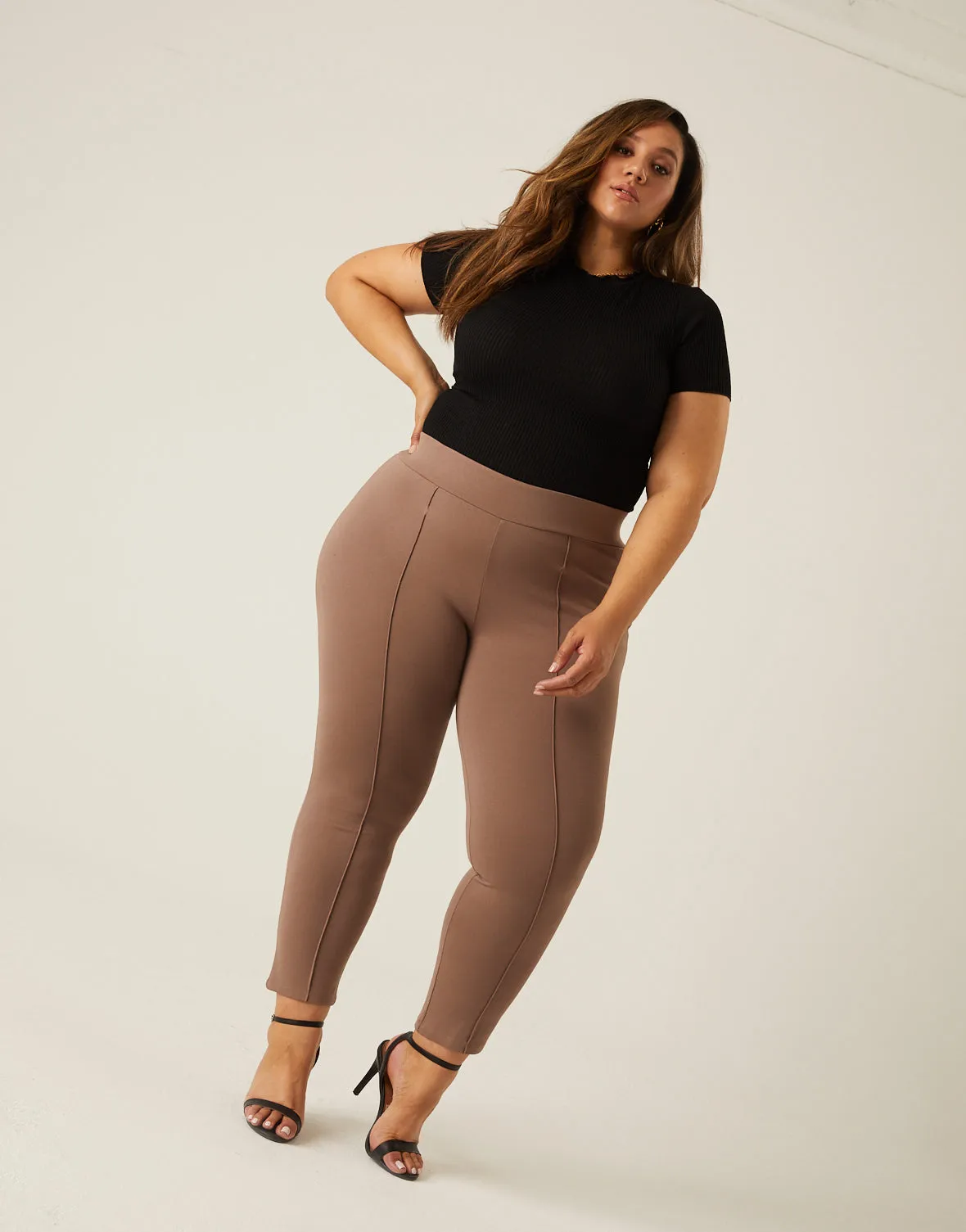 Plus Size Front Seam Stretch Pants